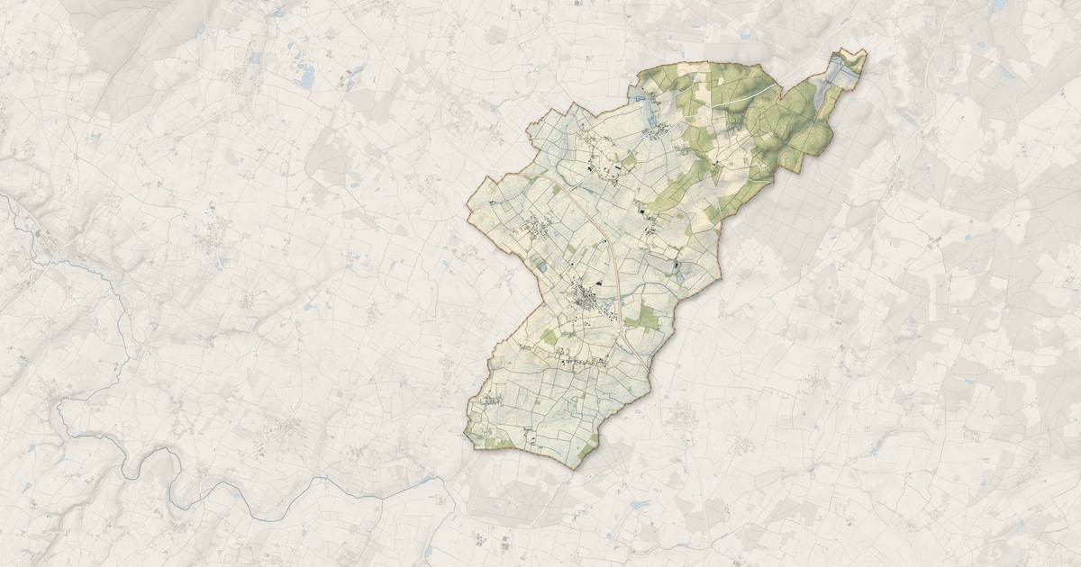 Portrait cartographique de Tuffalun : relief, eau, forêts, bâti et voies, calculés à partir des données de l'IGN