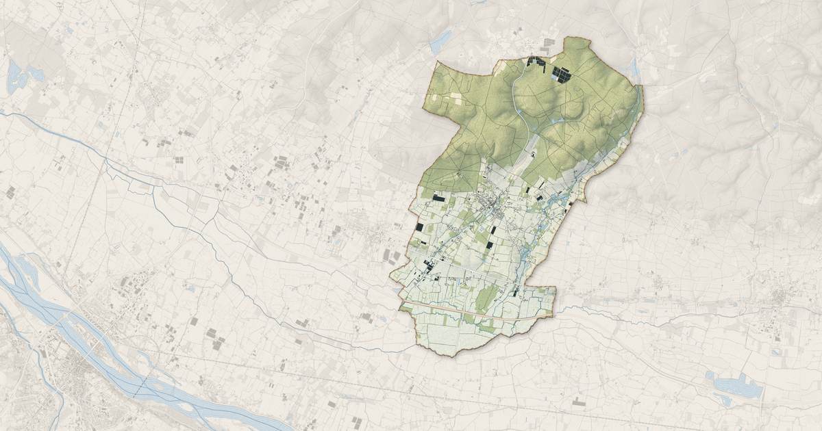 Portrait cartographique de Brain-sur-Allonnes : relief, eau, forêts, bâti et voies, calculés à partir des données de l'IGN