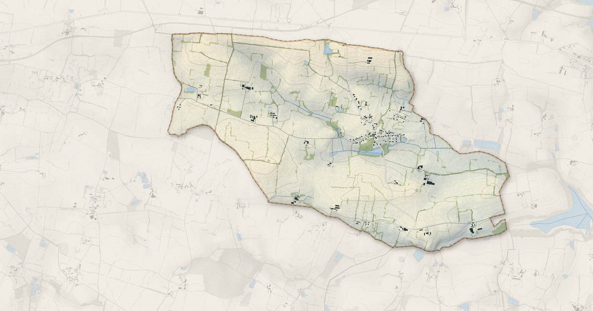 Portrait cartographique de Carbay : relief, eau, forêts, bâti et voies, calculés à partir des données de l'IGN