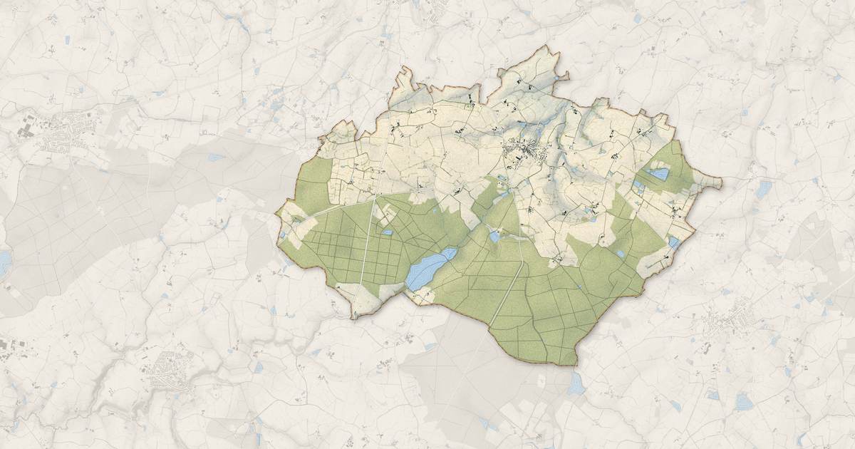 Portrait cartographique de Chanteloup-les-Bois : relief, eau, forêts, bâti et voies, calculés à partir des données de l'IGN