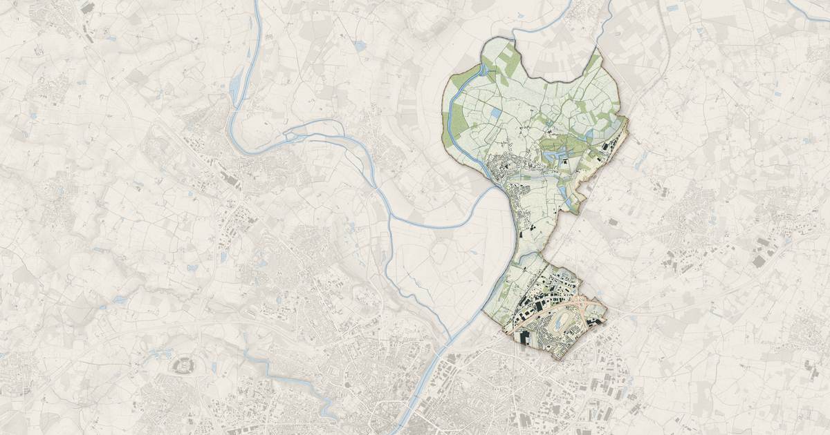 Portrait cartographique de Écouflant : relief, eau, forêts, bâti et voies, calculés à partir des données de l'IGN