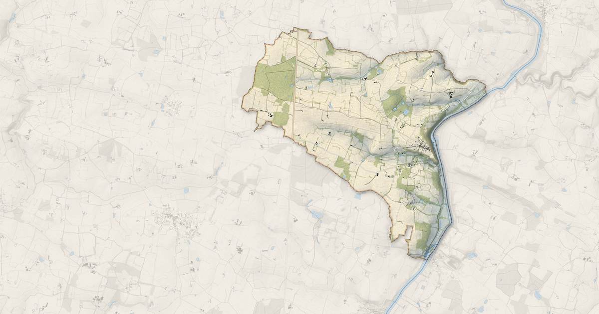 Portrait cartographique de La Jaille-Yvon : relief, eau, forêts, bâti et voies, calculés à partir des données de l'IGN