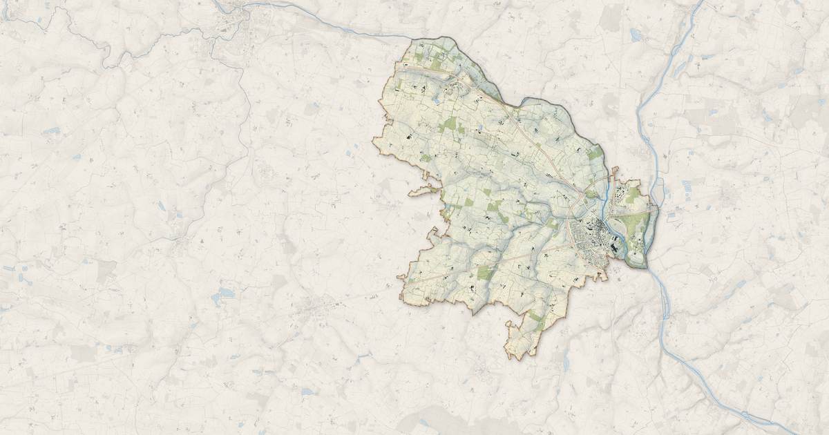 Portrait cartographique de Le Lion-d'Angers : relief, eau, forêts, bâti et voies, calculés à partir des données de l'IGN