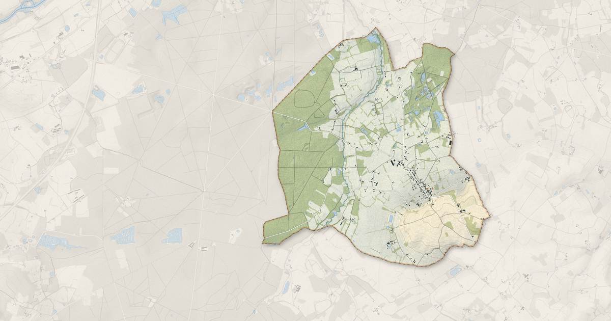 Portrait cartographique de Montigné-lès-Rairies : relief, eau, forêts, bâti et voies, calculés à partir des données de l'IGN