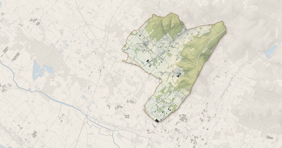 Portrait cartographique de Neuillé : relief, eau, forêts, bâti et voies, calculés à partir des données de l'IGN