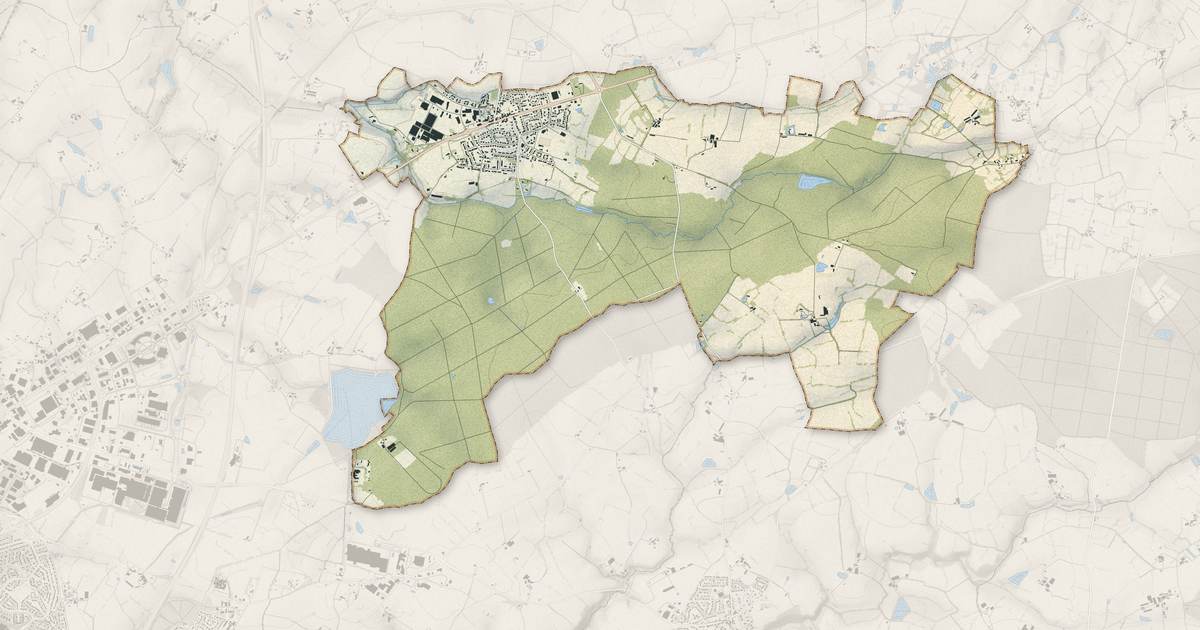 Portrait cartographique de Nuaillé : relief, eau, forêts, bâti et voies, calculés à partir des données de l'IGN
