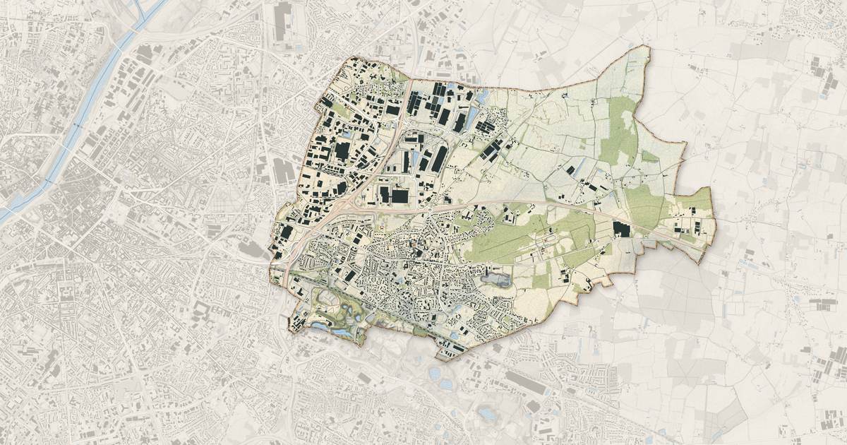 Portrait cartographique de Saint-Barthélemy-d'Anjou : relief, eau, forêts, bâti et voies, calculés à partir des données de l'IGN