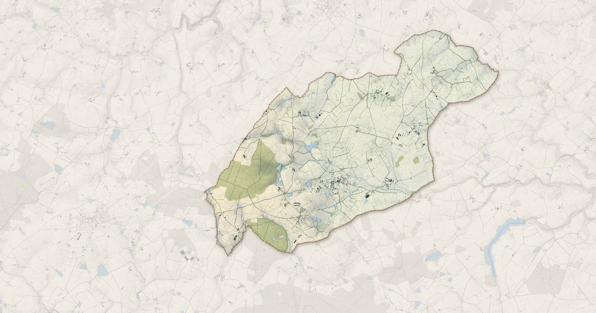 Portrait cartographique de Saint-Paul-du-Bois : relief, eau, forêts, bâti et voies, calculés à partir des données de l'IGN