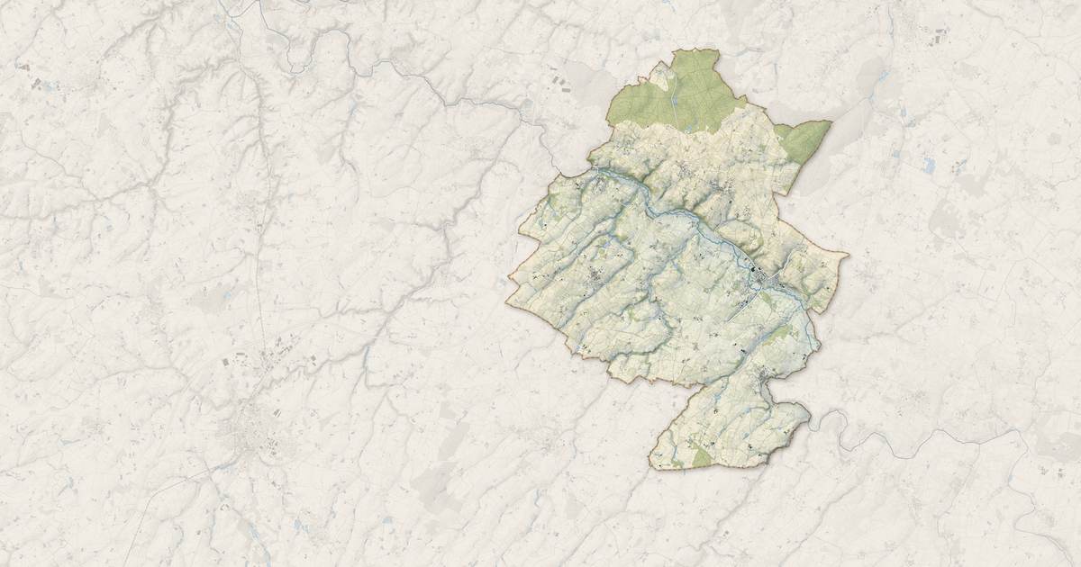 Portrait cartographique de Bellevigne-en-Layon : relief, eau, forêts, bâti et voies, calculés à partir des données de l'IGN