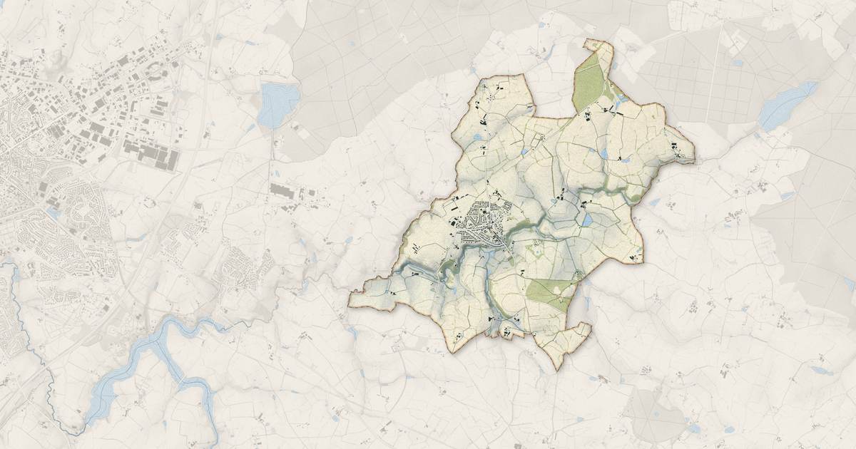 Portrait cartographique de Toutlemonde : relief, eau, forêts, bâti et voies, calculés à partir des données de l'IGN