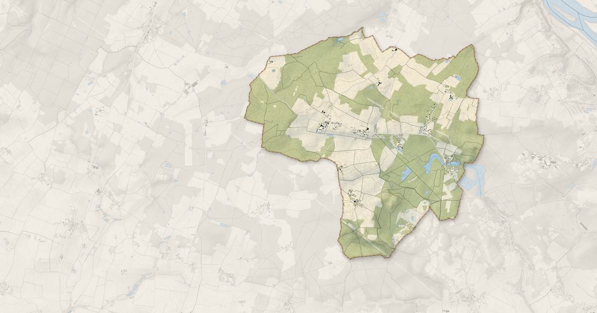 Portrait cartographique de Verrie : relief, eau, forêts, bâti et voies, calculés à partir des données de l'IGN