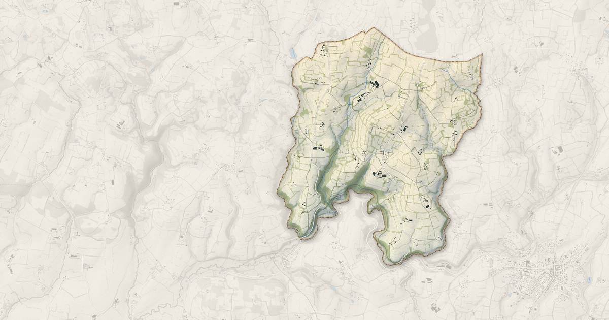 Portrait cartographique de Beauficel : relief, eau, forêts, bâti et voies, calculés à partir des données de l'IGN