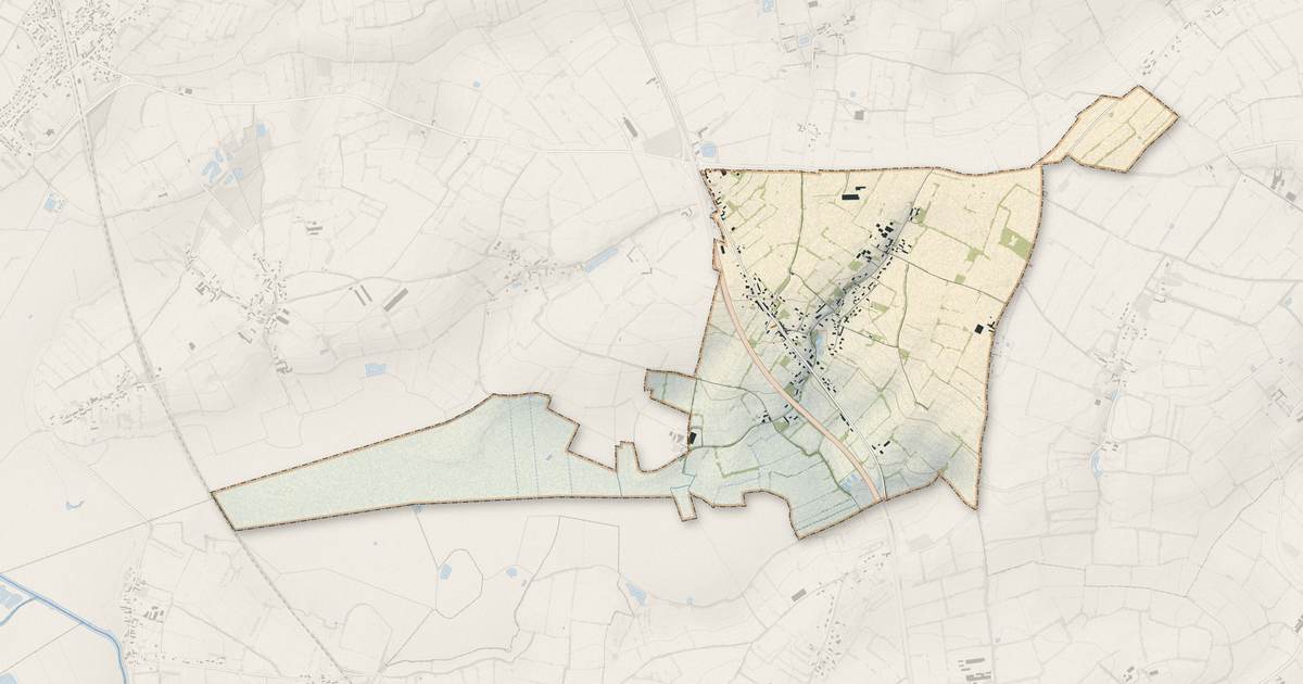 Portrait cartographique de Blosville : relief, eau, forêts, bâti et voies, calculés à partir des données de l'IGN