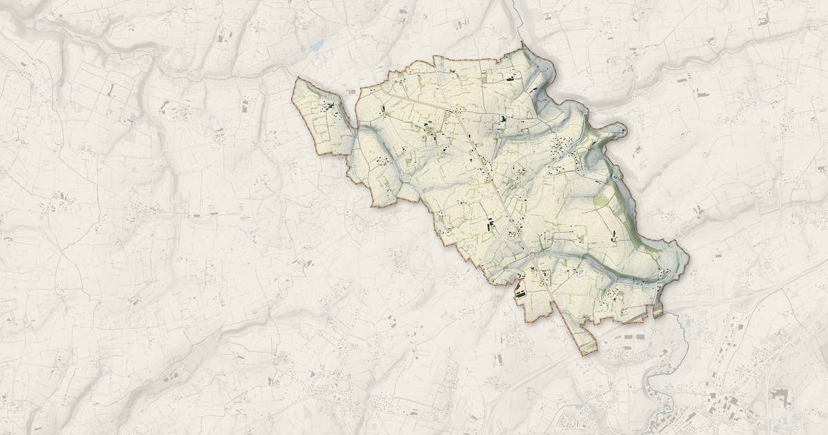 Portrait cartographique de La Bloutière : relief, eau, forêts, bâti et voies, calculés à partir des données de l'IGN