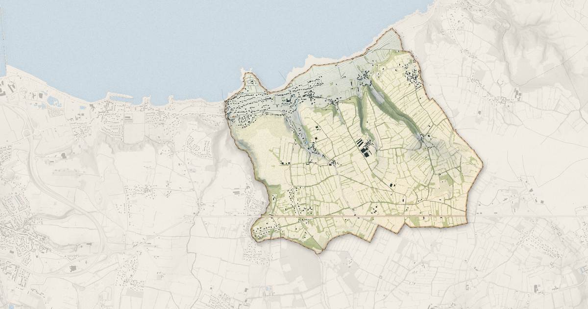Portrait cartographique de Bretteville : relief, eau, forêts, bâti et voies, calculés à partir des données de l'IGN