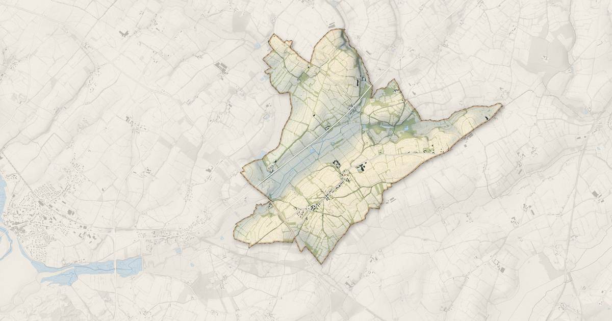 Portrait cartographique de Canville-la-Rocque : relief, eau, forêts, bâti et voies, calculés à partir des données de l'IGN