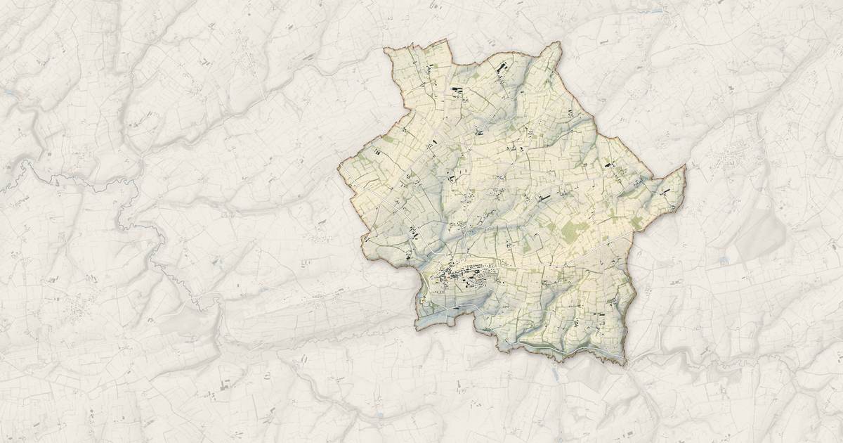 Portrait cartographique de Cerisy-la-Salle : relief, eau, forêts, bâti et voies, calculés à partir des données de l'IGN