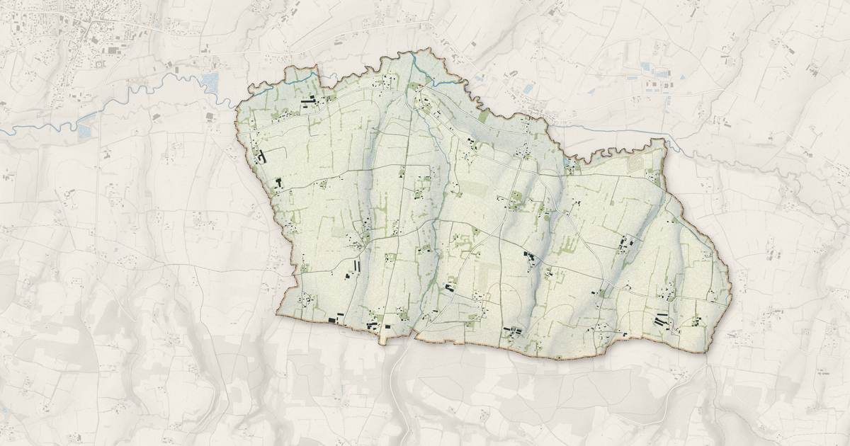 Portrait cartographique de Les Cresnays : relief, eau, forêts, bâti et voies, calculés à partir des données de l'IGN