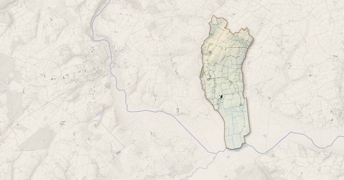 Portrait cartographique de Crosville-sur-Douve : relief, eau, forêts, bâti et voies, calculés à partir des données de l'IGN