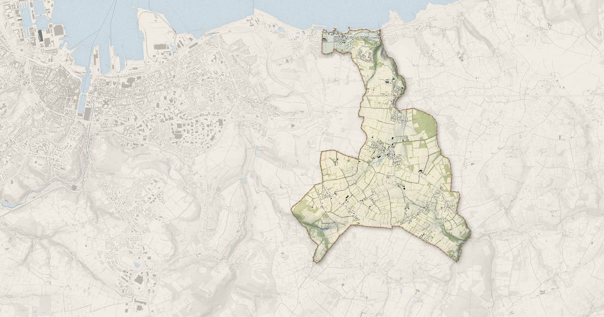 Portrait cartographique de Digosville : relief, eau, forêts, bâti et voies, calculés à partir des données de l'IGN