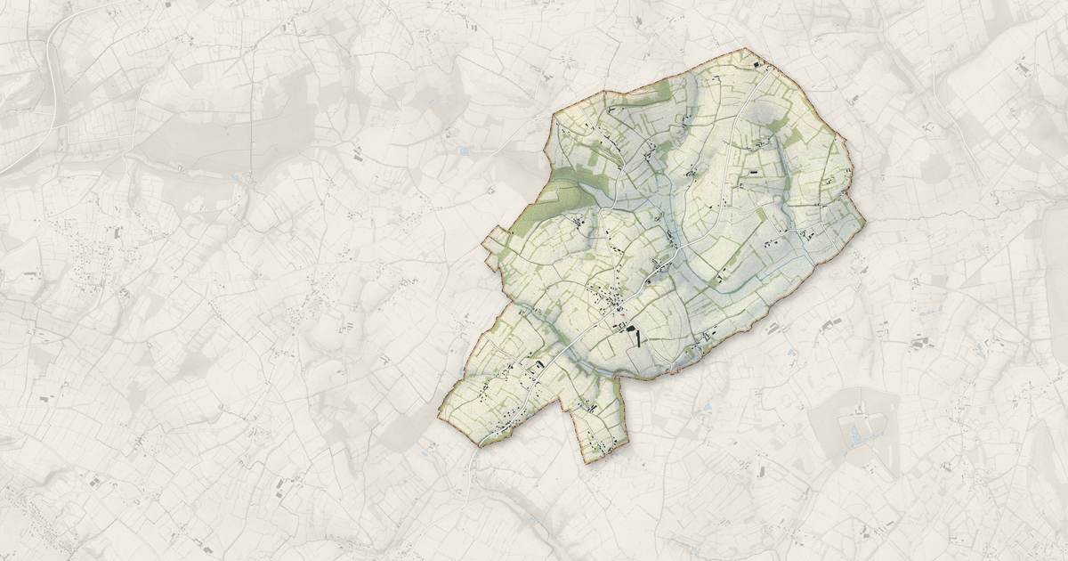Portrait cartographique de Fierville-les-Mines : relief, eau, forêts, bâti et voies, calculés à partir des données de l'IGN