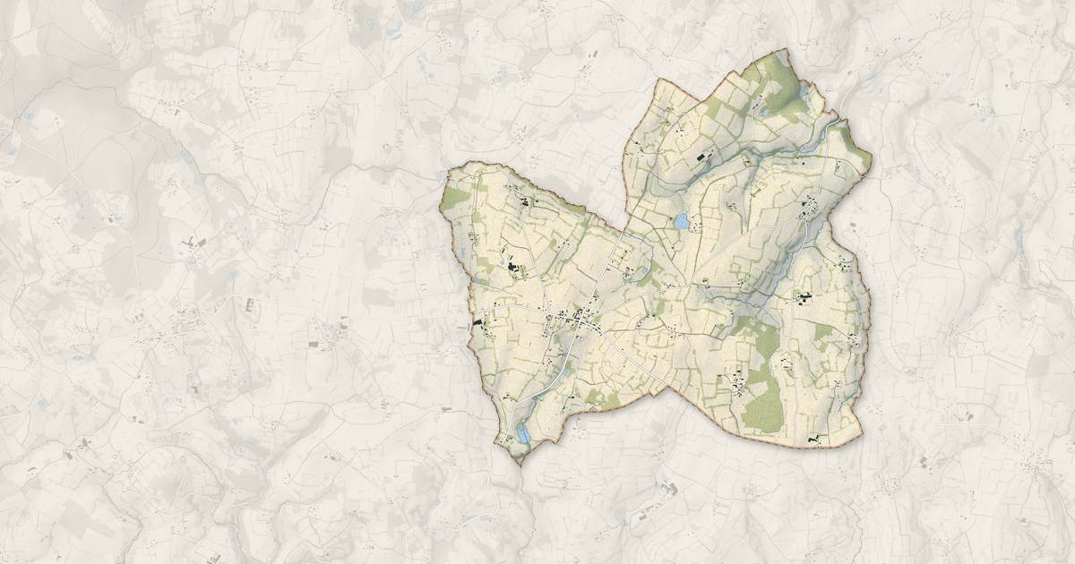Portrait cartographique de Gathemo : relief, eau, forêts, bâti et voies, calculés à partir des données de l'IGN