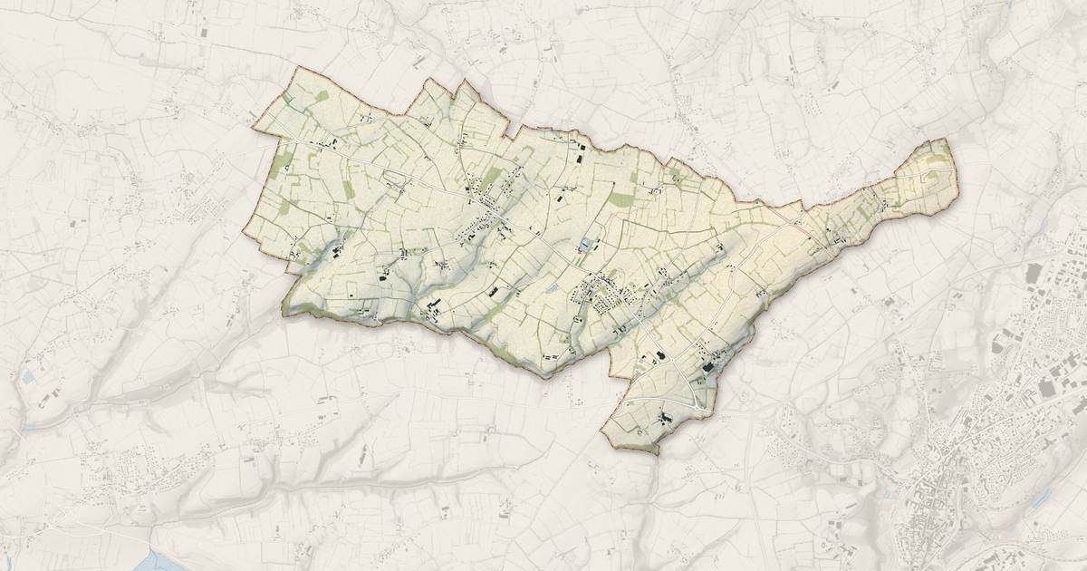 Portrait cartographique de Gratot : relief, eau, forêts, bâti et voies, calculés à partir des données de l'IGN