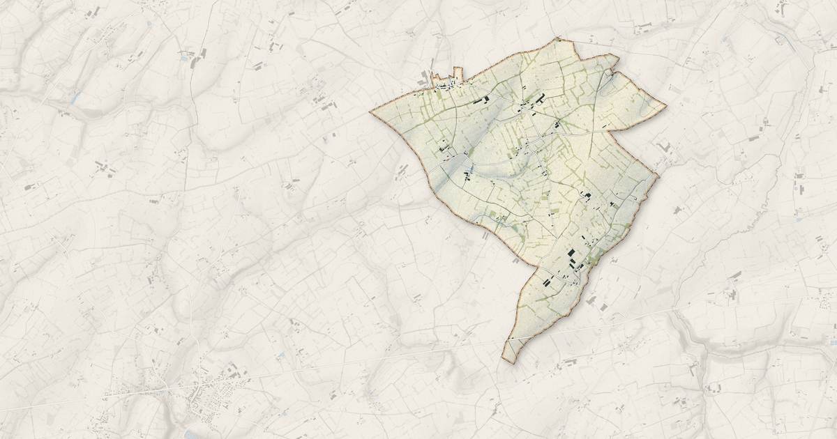 Portrait cartographique de Le Guislain : relief, eau, forêts, bâti et voies, calculés à partir des données de l'IGN