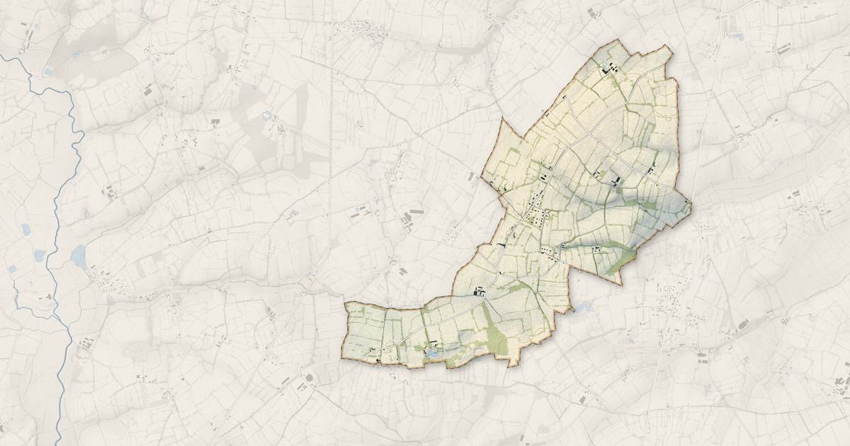 Portrait cartographique de Hautteville-Bocage : relief, eau, forêts, bâti et voies, calculés à partir des données de l'IGN