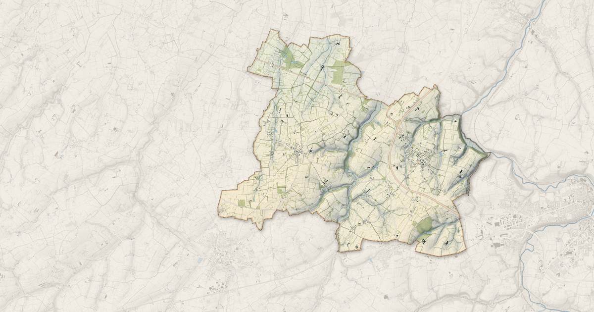 Portrait cartographique de Thèreval : relief, eau, forêts, bâti et voies, calculés à partir des données de l'IGN