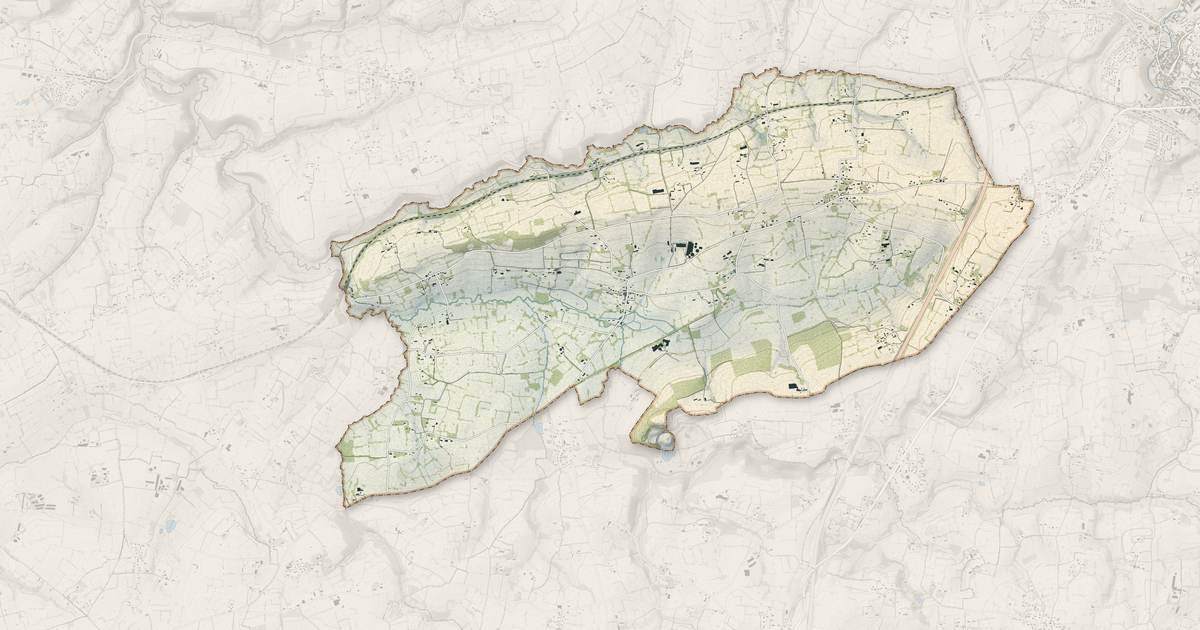 Portrait cartographique de La Lande-d'Airou : relief, eau, forêts, bâti et voies, calculés à partir des données de l'IGN