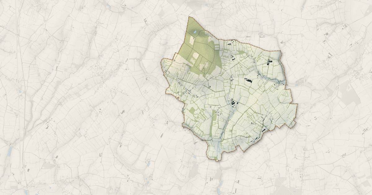 Portrait cartographique de Laulne : relief, eau, forêts, bâti et voies, calculés à partir des données de l'IGN