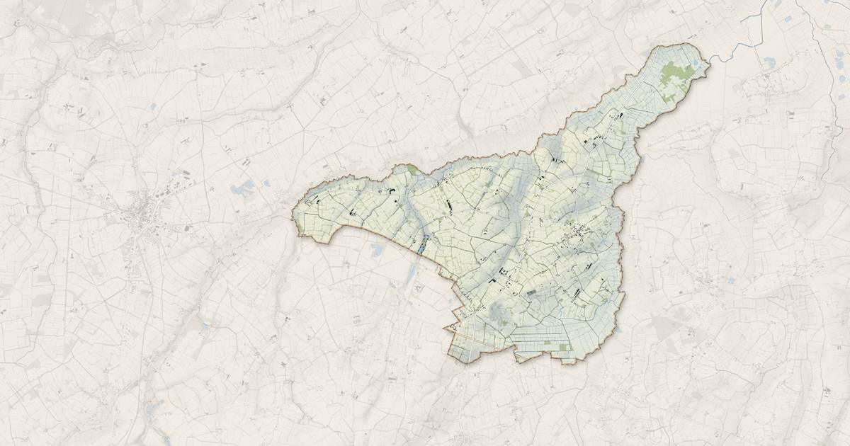 Portrait cartographique de Marchésieux : relief, eau, forêts, bâti et voies, calculés à partir des données de l'IGN