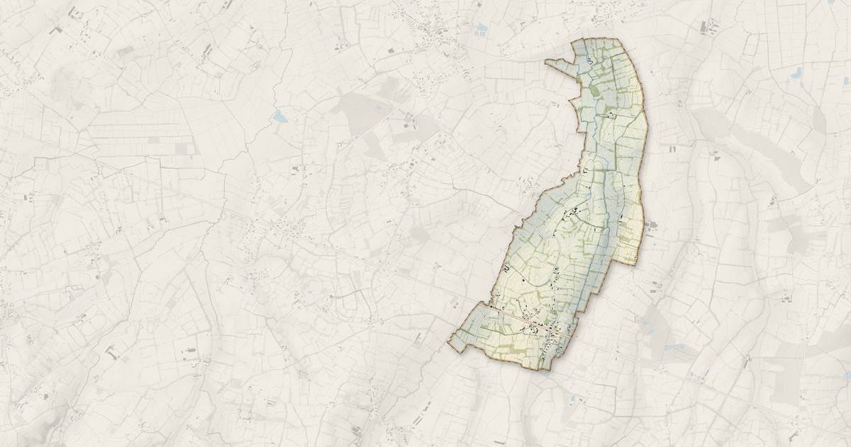 Portrait cartographique de Le Mesnil-Eury : relief, eau, forêts, bâti et voies, calculés à partir des données de l'IGN