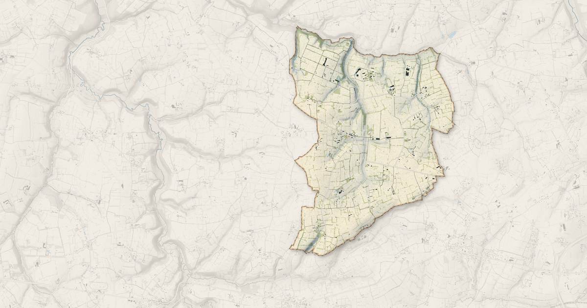 Portrait cartographique de Le Mesnil-Garnier : relief, eau, forêts, bâti et voies, calculés à partir des données de l'IGN