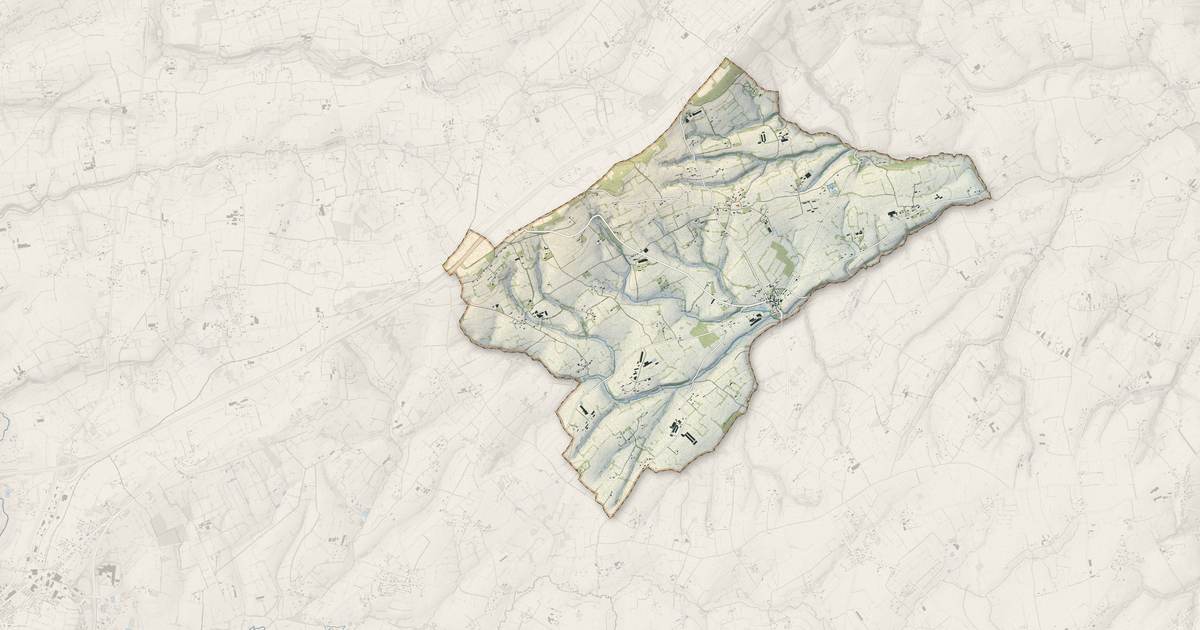 Portrait cartographique de Montbray : relief, eau, forêts, bâti et voies, calculés à partir des données de l'IGN