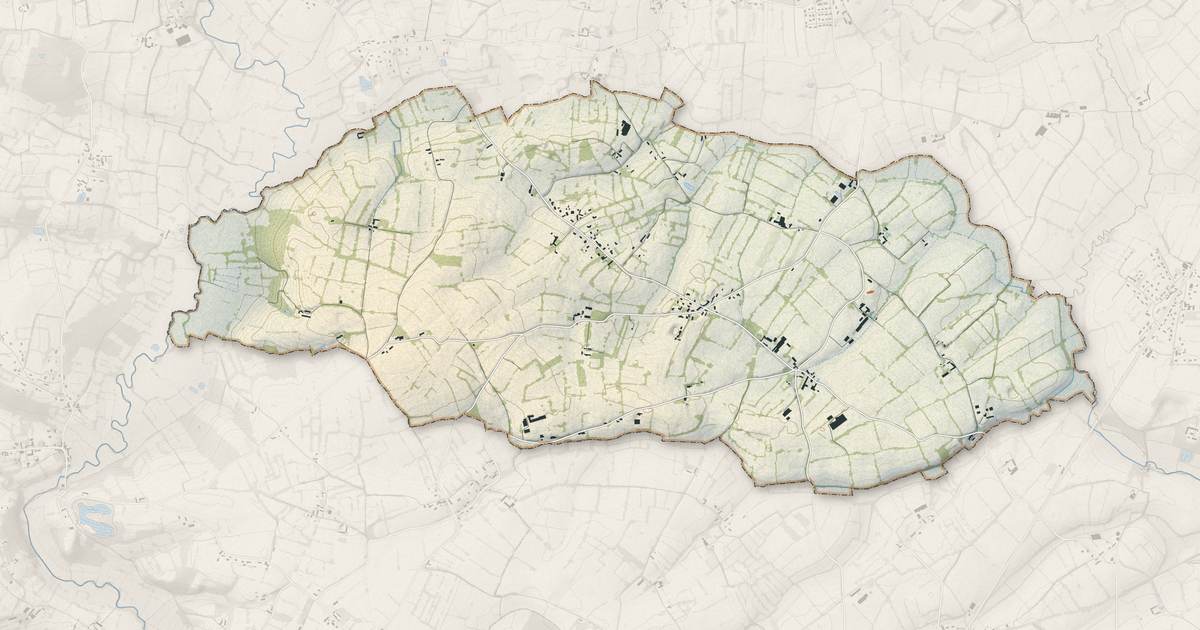 Portrait cartographique de Morville : relief, eau, forêts, bâti et voies, calculés à partir des données de l'IGN