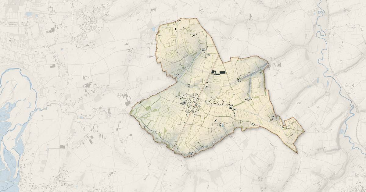 Portrait cartographique de Muneville-sur-Mer : relief, eau, forêts, bâti et voies, calculés à partir des données de l'IGN