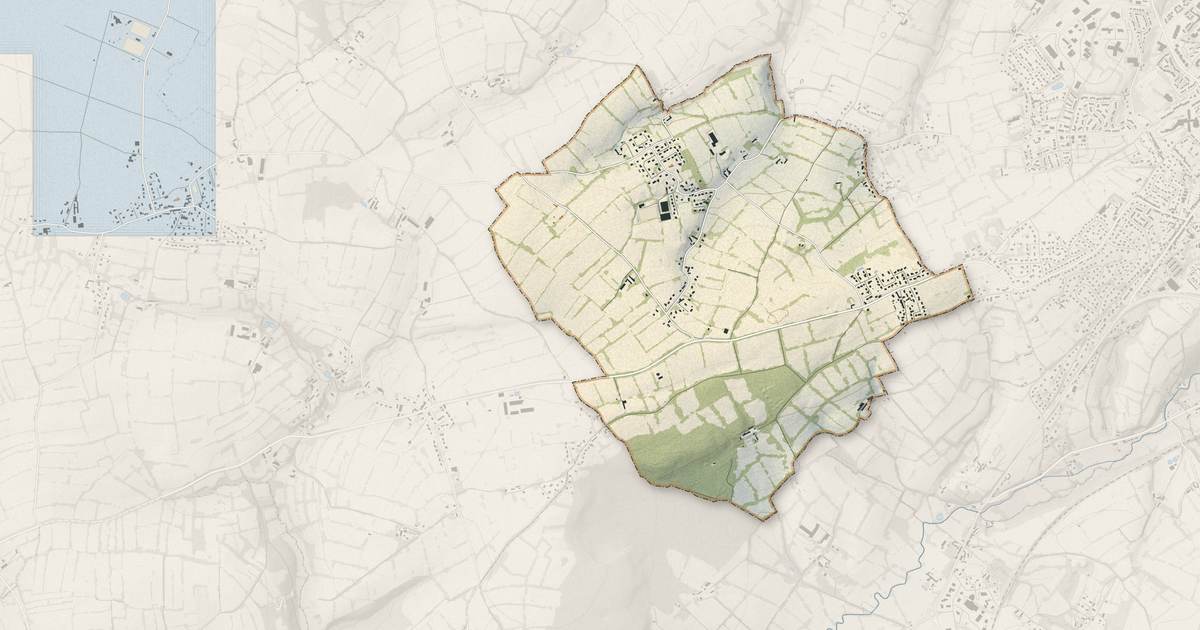 Portrait cartographique de Nouainville : relief, eau, forêts, bâti et voies, calculés à partir des données de l'IGN