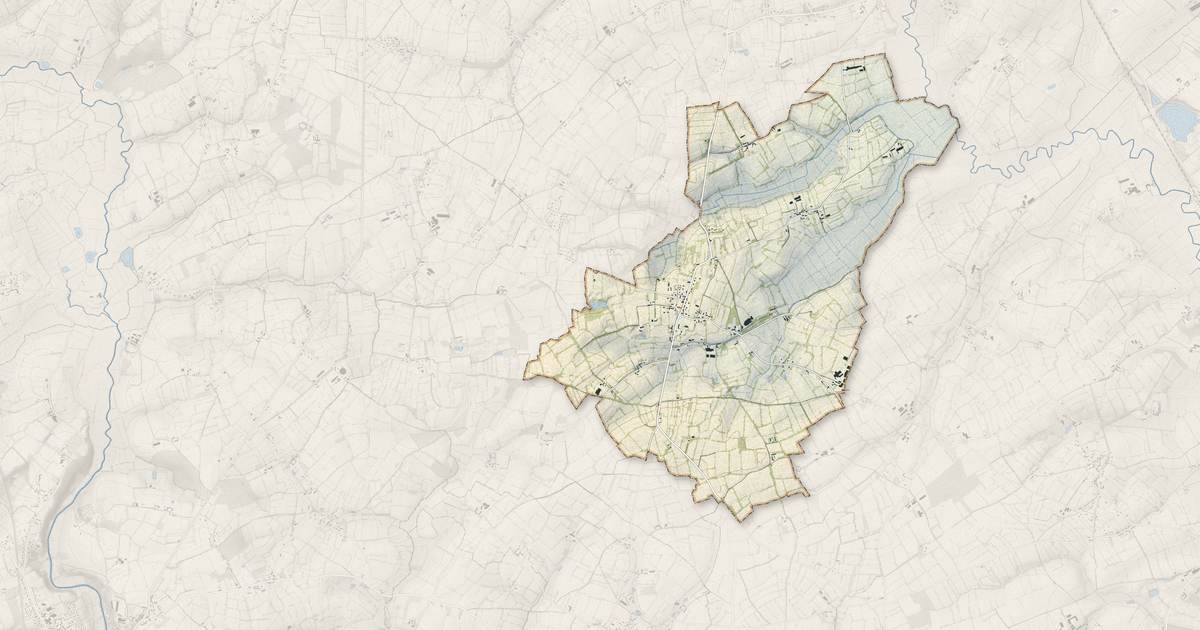 Portrait cartographique de Orglandes : relief, eau, forêts, bâti et voies, calculés à partir des données de l'IGN