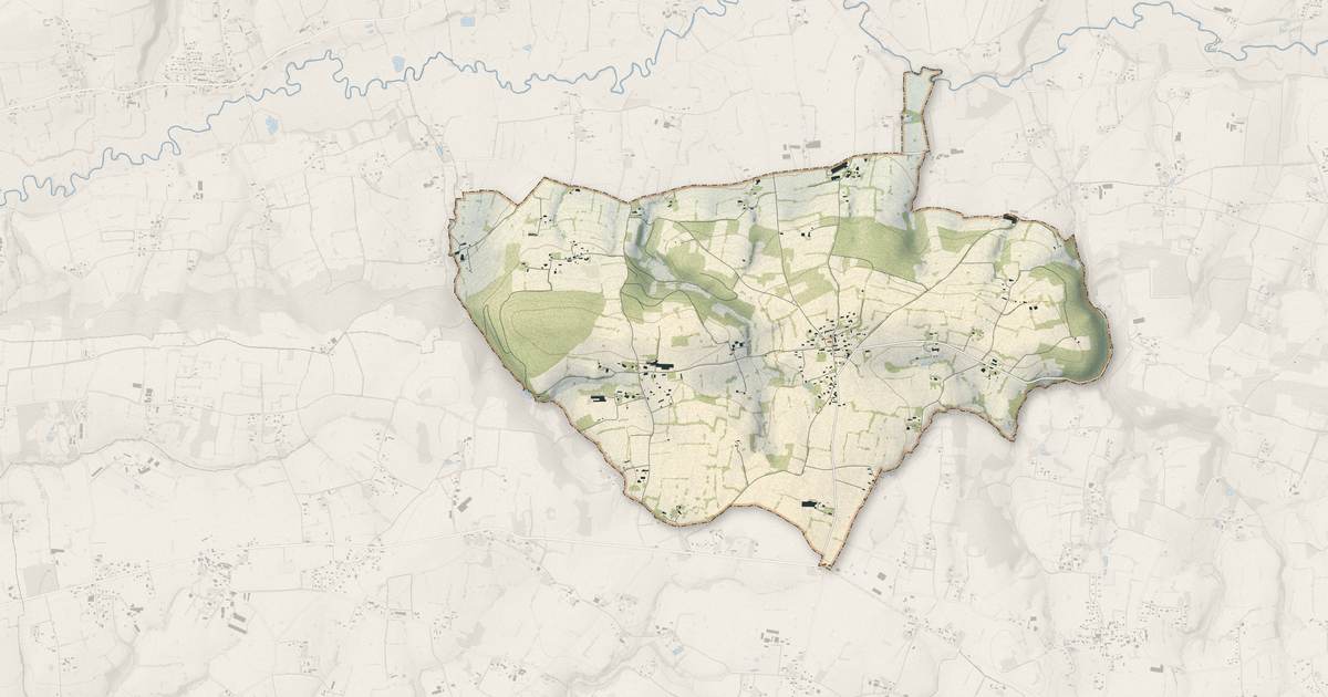 Portrait cartographique de Le Petit-Celland : relief, eau, forêts, bâti et voies, calculés à partir des données de l'IGN