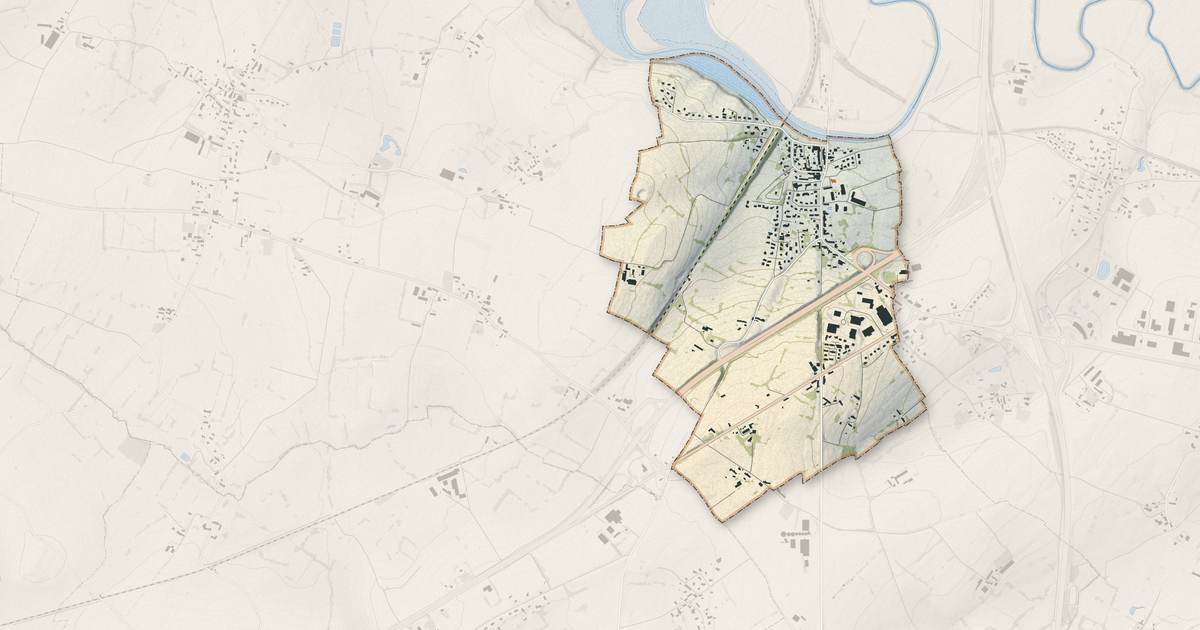 Portrait cartographique de Pontaubault : relief, eau, forêts, bâti et voies, calculés à partir des données de l'IGN