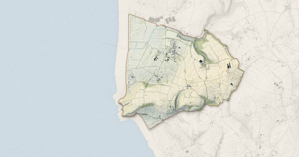 Portrait cartographique de Le Rozel : relief, eau, forêts, bâti et voies, calculés à partir des données de l'IGN