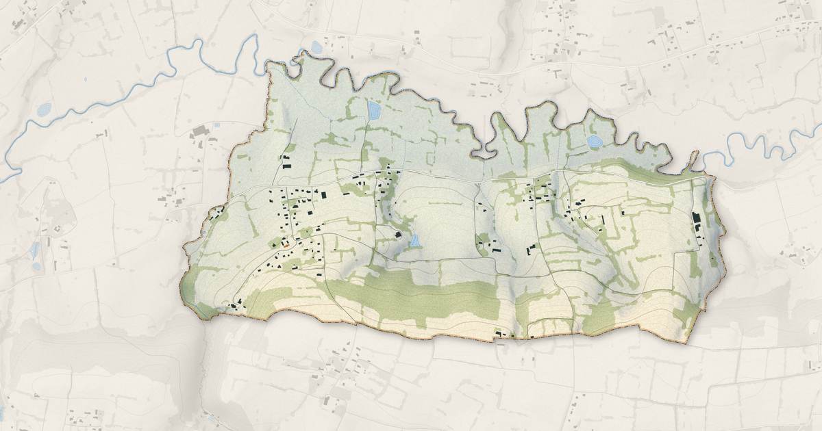 Portrait cartographique de Saint-Brice : relief, eau, forêts, bâti et voies, calculés à partir des données de l'IGN