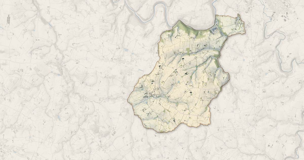 Portrait cartographique de Saint-Brice-de-Landelles : relief, eau, forêts, bâti et voies, calculés à partir des données de l'IGN