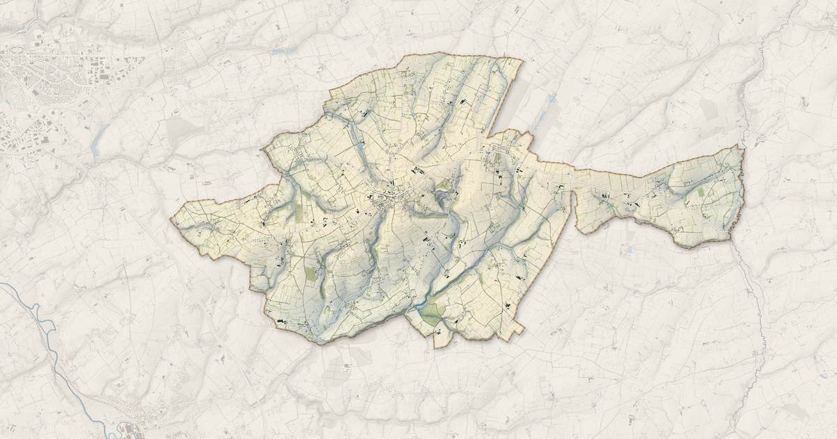 Portrait cartographique de Saint-Jean-d'Elle : relief, eau, forêts, bâti et voies, calculés à partir des données de l'IGN