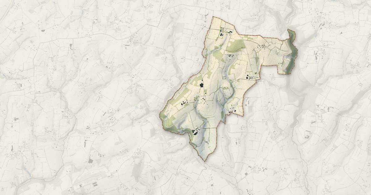 Portrait cartographique de Saint-Jean-du-Corail-des-Bois : relief, eau, forêts, bâti et voies, calculés à partir des données de l'IGN
