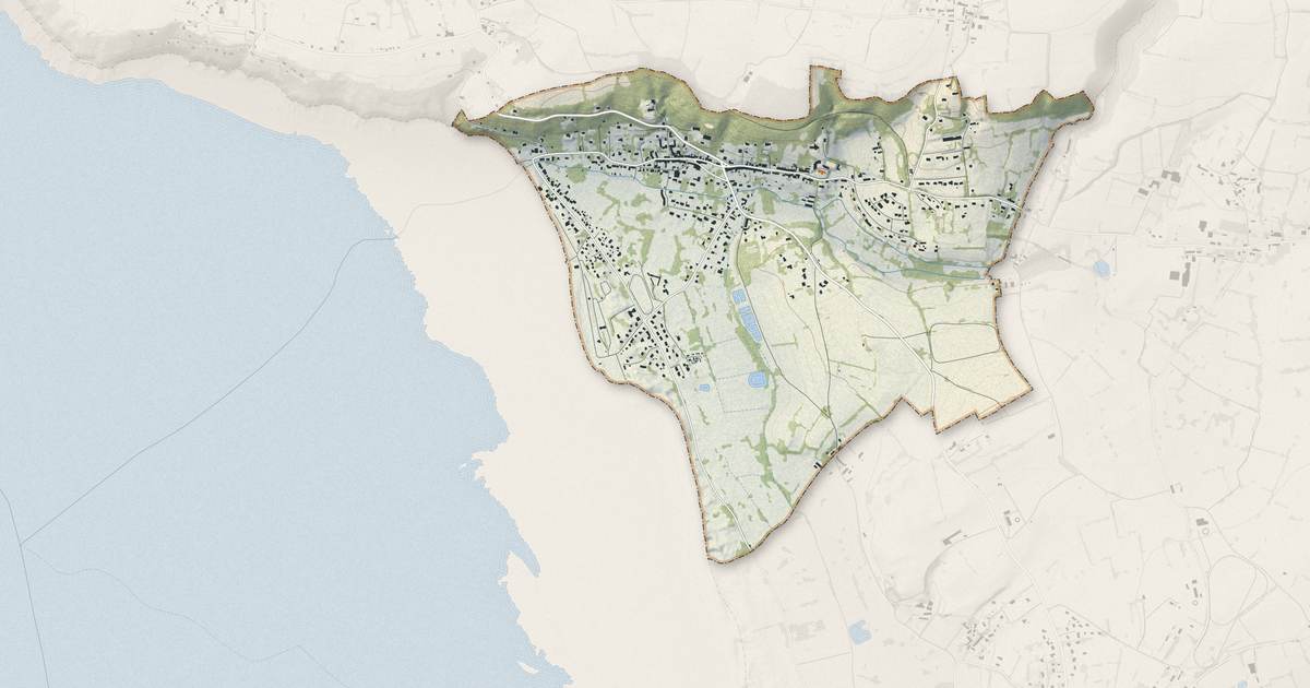 Portrait cartographique de Saint-Jean-le-Thomas : relief, eau, forêts, bâti et voies, calculés à partir des données de l'IGN