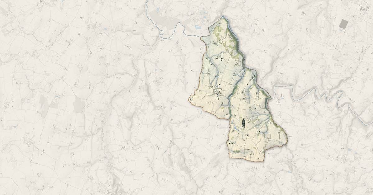 Portrait cartographique de Saint-Laurent-de-Terregatte : relief, eau, forêts, bâti et voies, calculés à partir des données de l'IGN