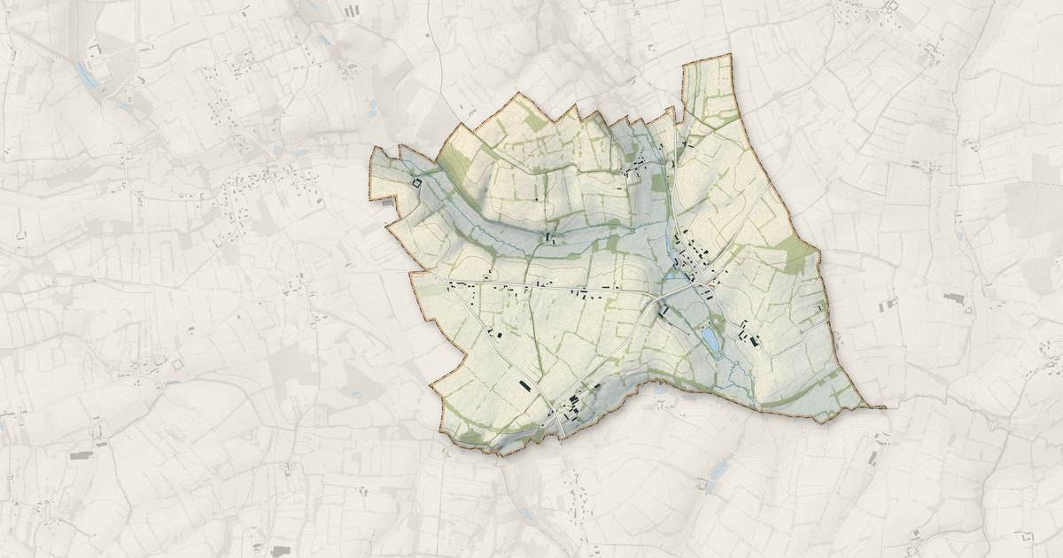 Portrait cartographique de Saint-Martin-d'Audouville : relief, eau, forêts, bâti et voies, calculés à partir des données de l'IGN